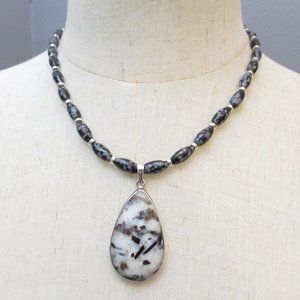 Astrophyllite and Snowflake Obsidian necklace